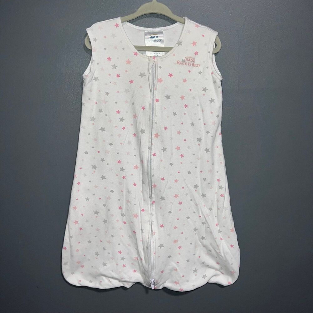 Halo Sleepsack Wearable Blanket Small 0-6m White Pink Stars